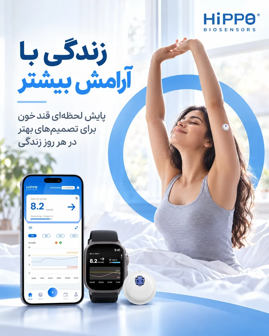 زندگی با آرامش بیشتر — پایش لحظه‌ای قند خون